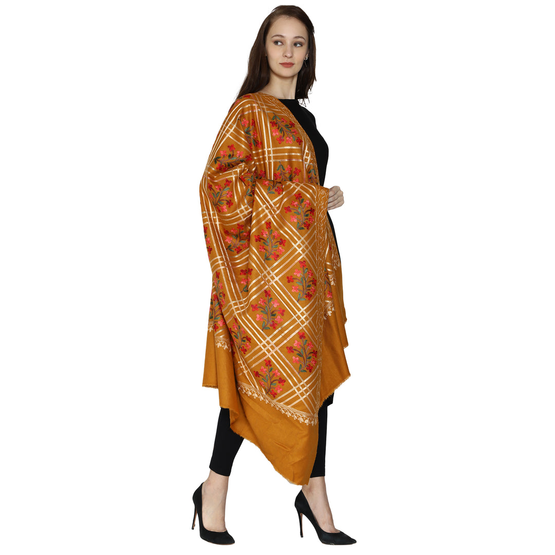 Women's Aari Embroidered Wool Shawl