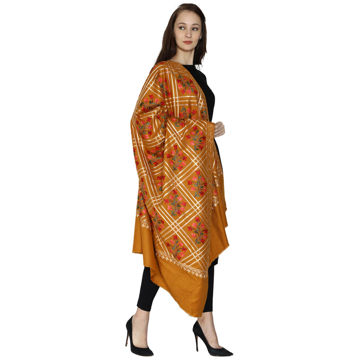 Women's Aari Embroidered Wool Shawl
