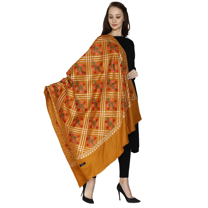 Women's Aari Embroidered Wool Shawl