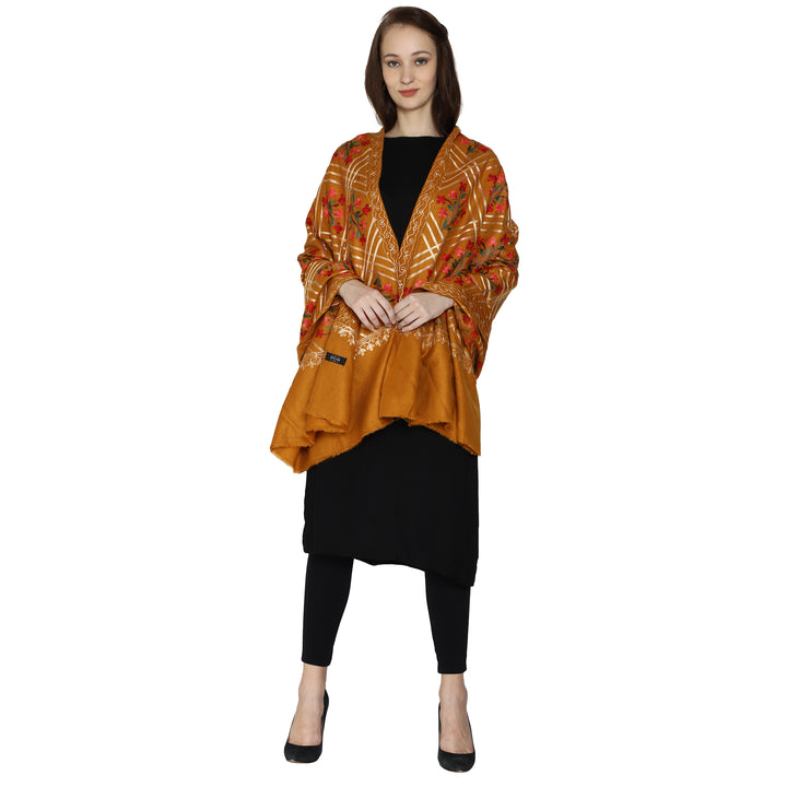 Women's Aari Embroidered Wool Shawl