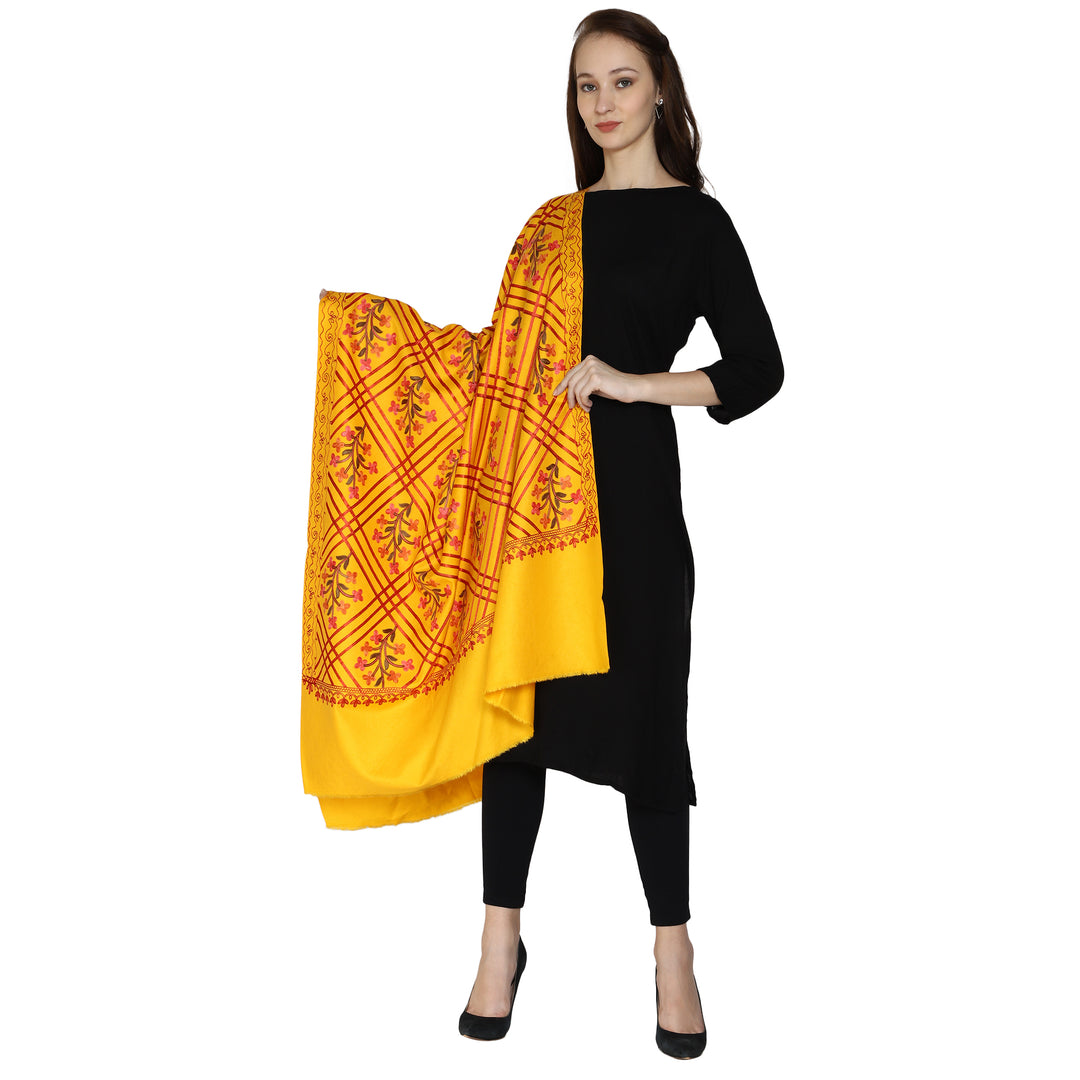 Women's Aari Embroidered Wool Shawl