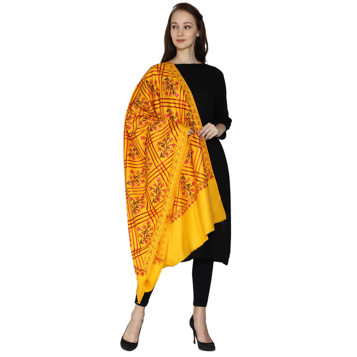 Women's Aari Embroidered Wool Shawl