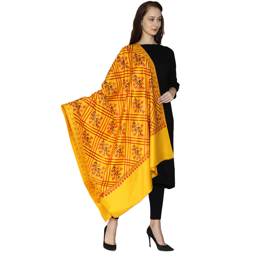 Women's Aari Embroidered Wool Shawl