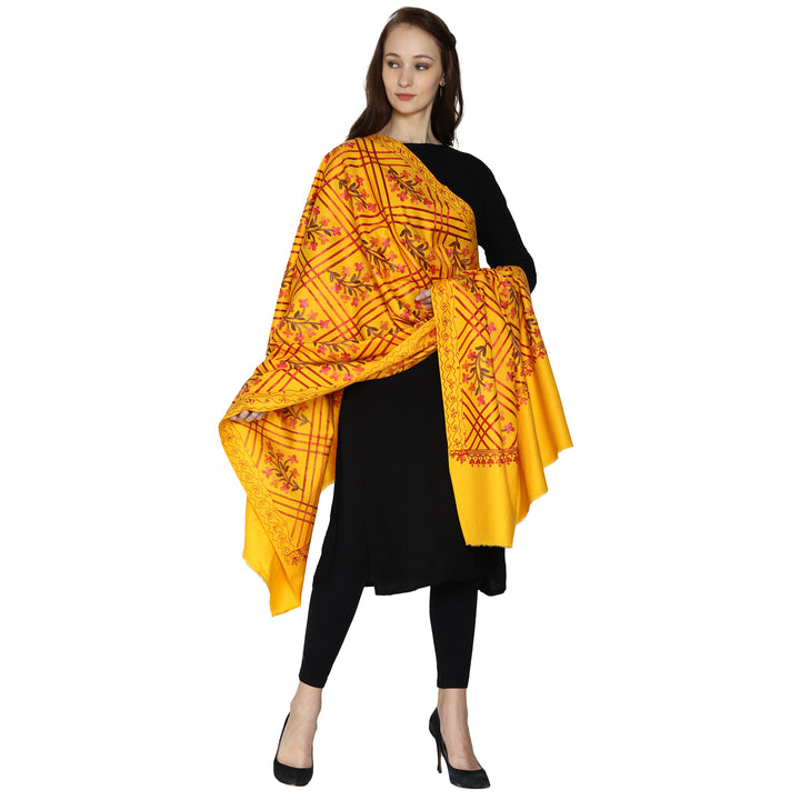 Women's Aari Embroidered Wool Shawl