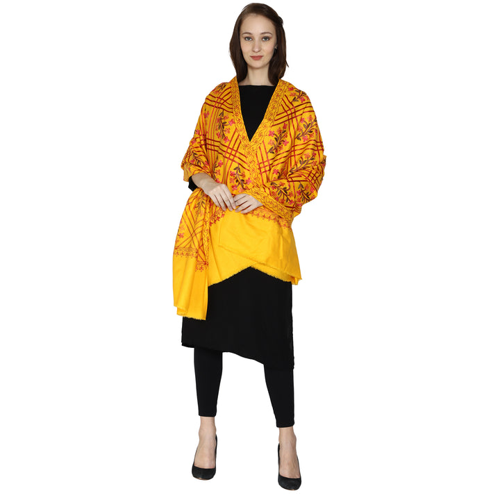 Women's Aari Embroidered Wool Shawl