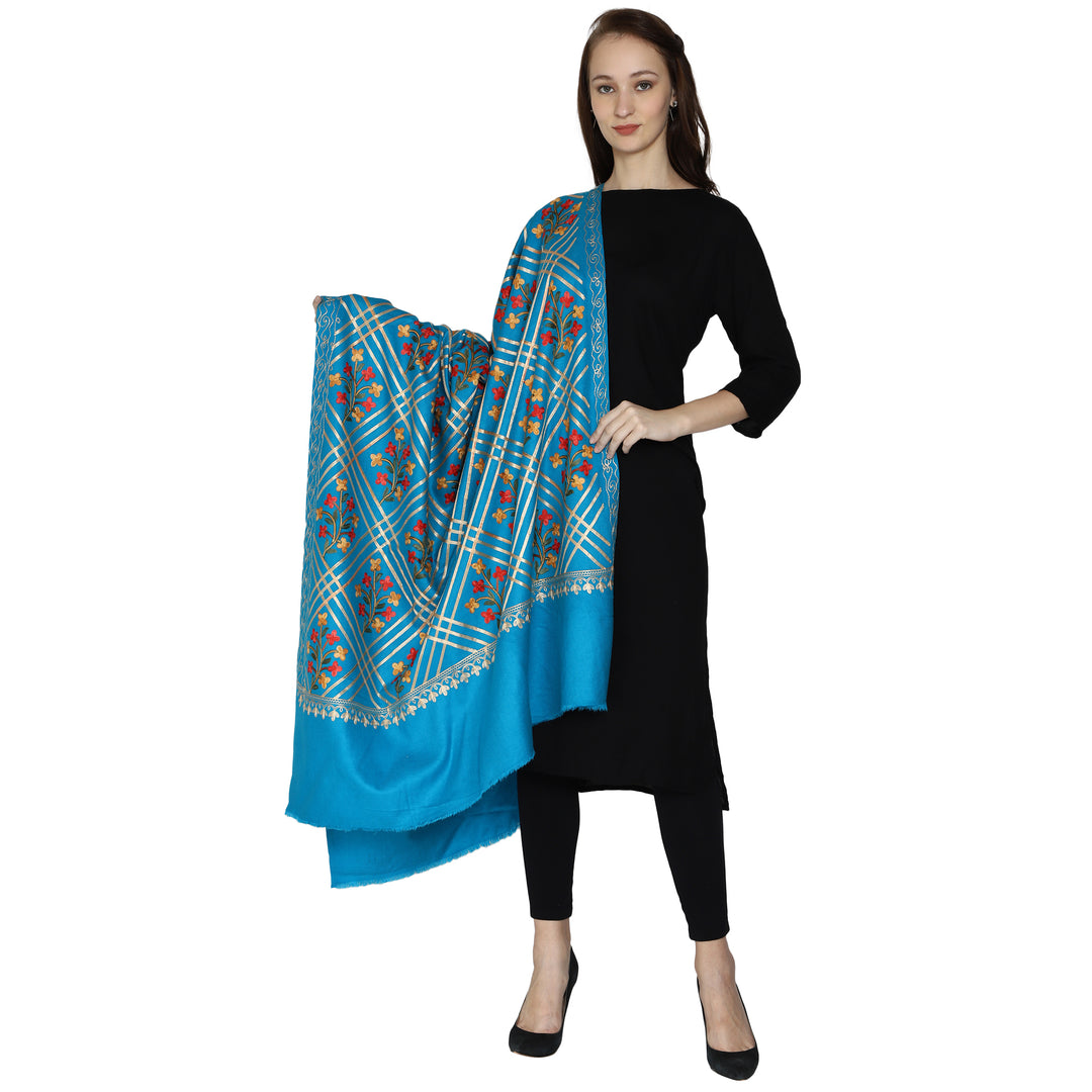 Women's Aari Embroidered Wool Shawl