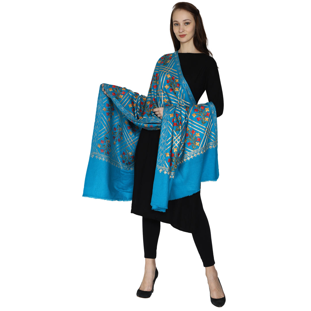 Women's Aari Embroidered Wool Shawl