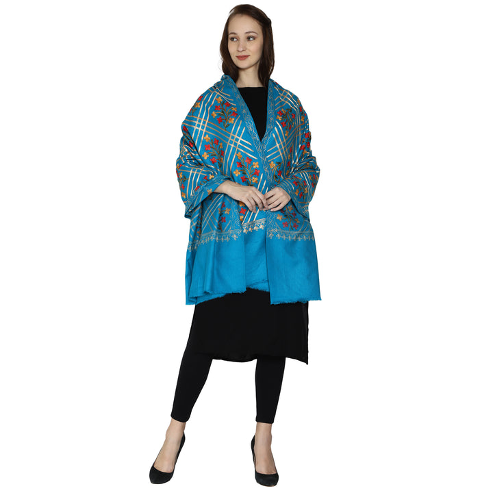 Women's Aari Embroidered Wool Shawl