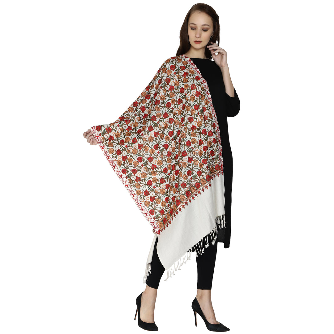 Women's Aari Embroidered Wool Stole