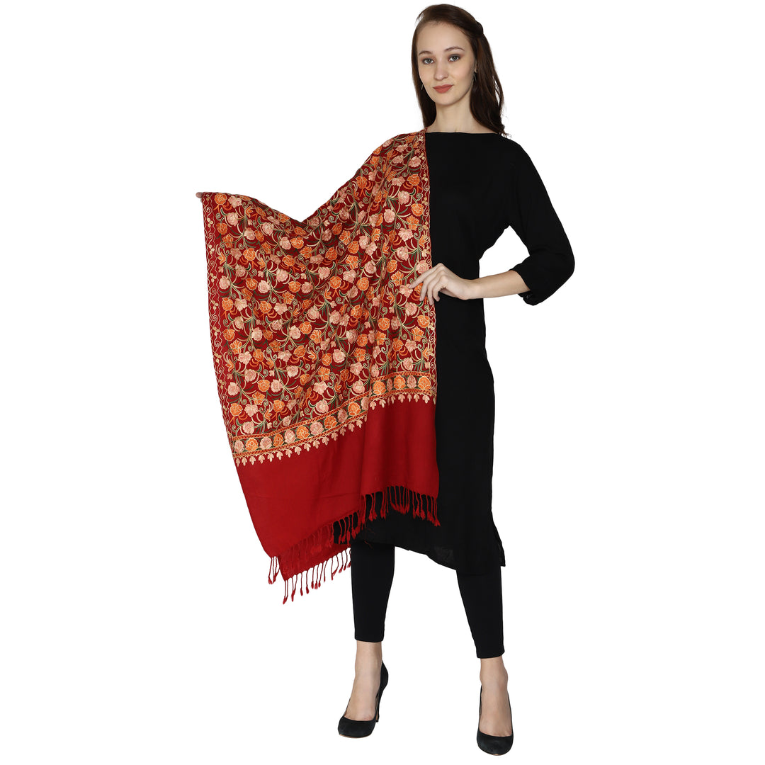 Women's Aari Embroidered Wool Stole