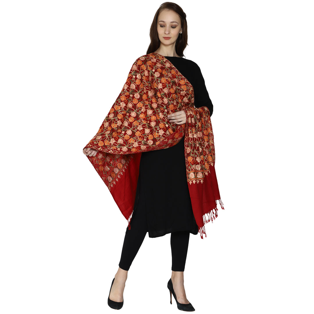 Women's Aari Embroidered Wool Stole