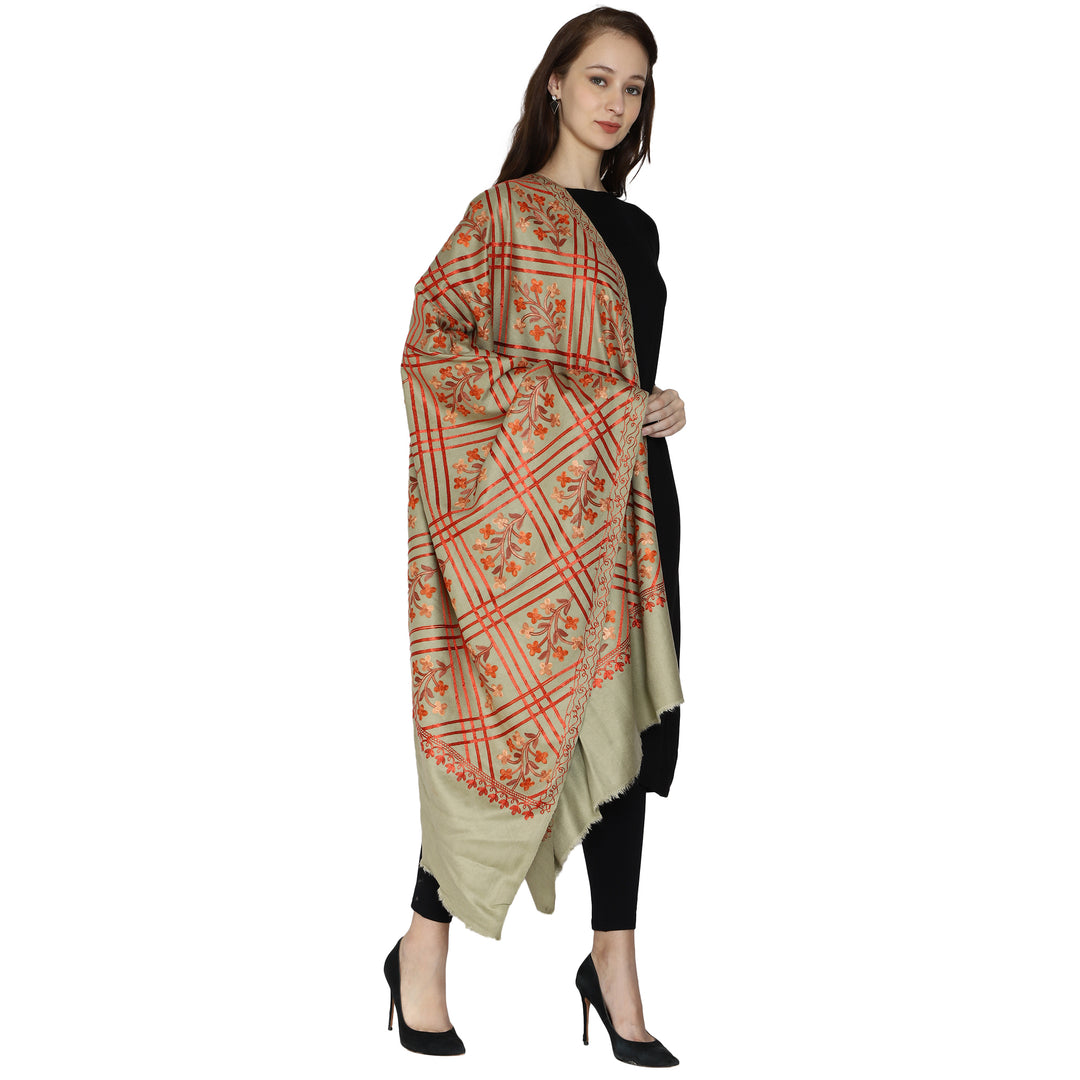 Women's Aari Embroidered Wool Shawl