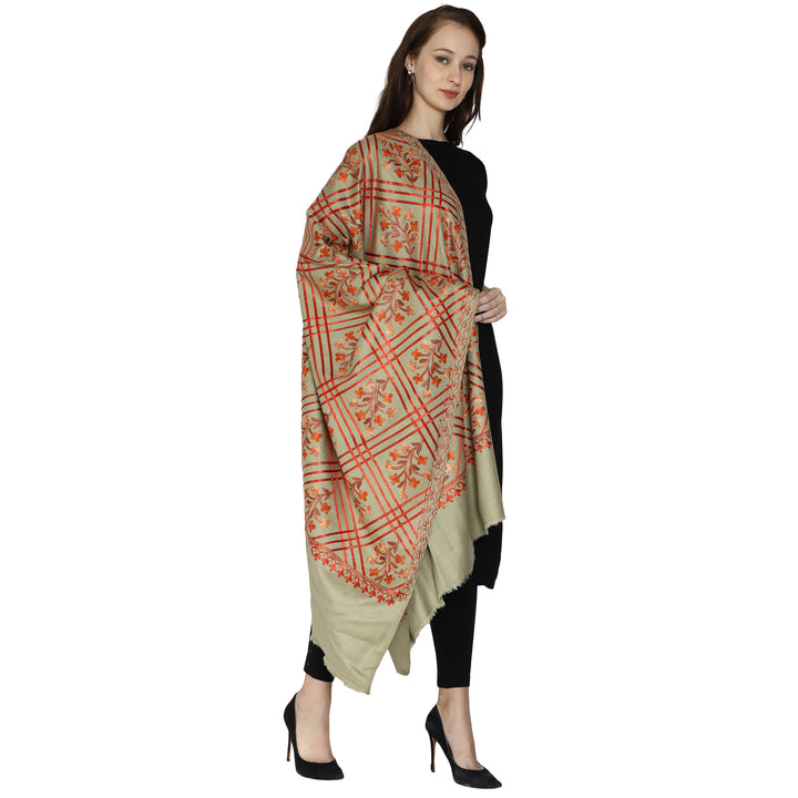 Women's Aari Embroidered Wool Shawl