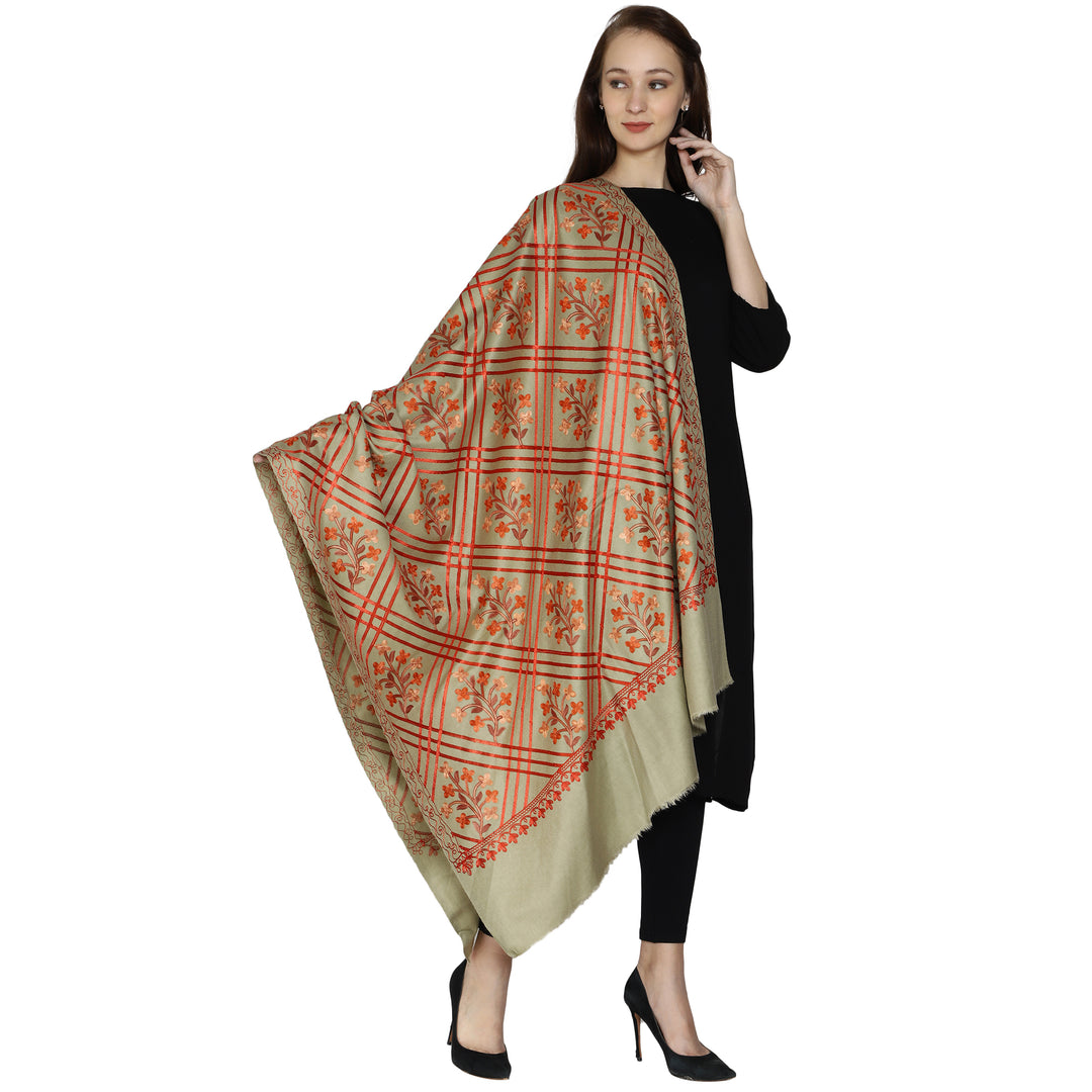 Women's Aari Embroidered Wool Shawl