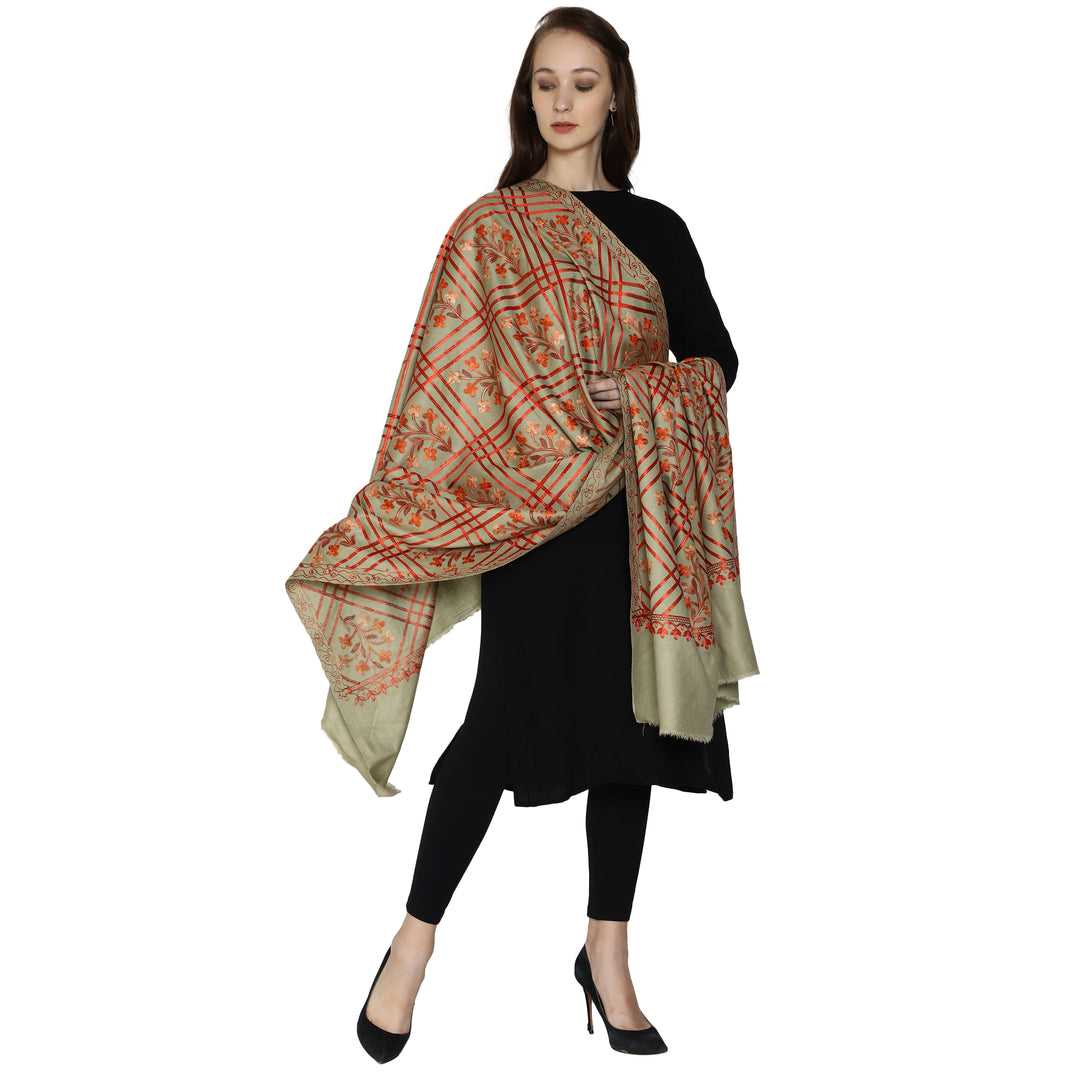 Women's Aari Embroidered Wool Shawl