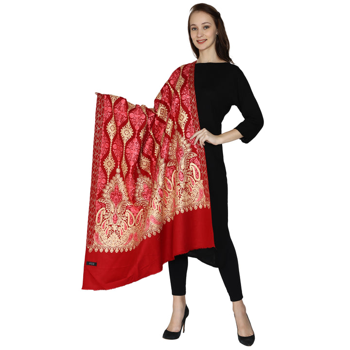 Women's Aari Embroidered Wool Shawl