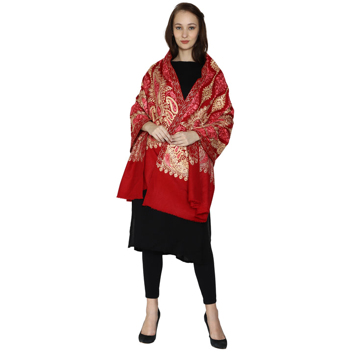 Women's Aari Embroidered Wool Shawl