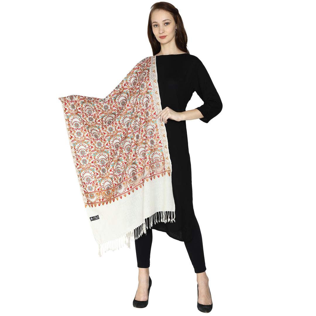 Women's Aari Embroidered Pure Wool Stole