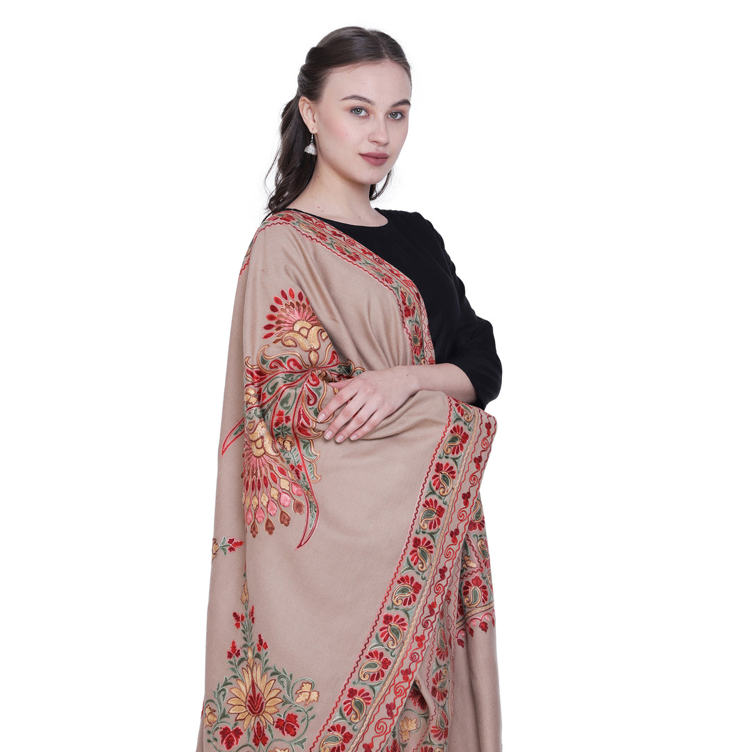 Women's Aari Embroidered Wool Stole