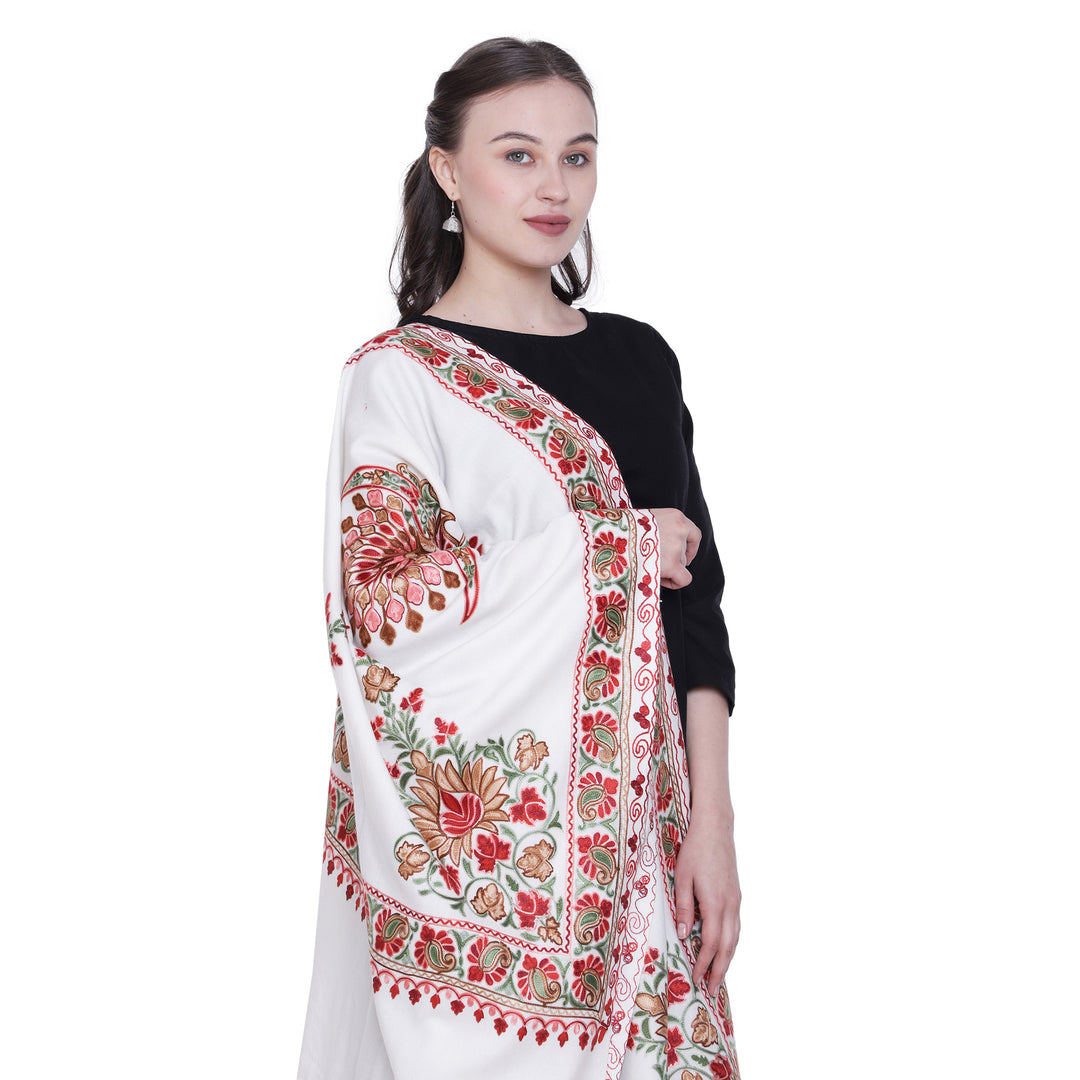 Women's Aari Embroidered Wool Stole
