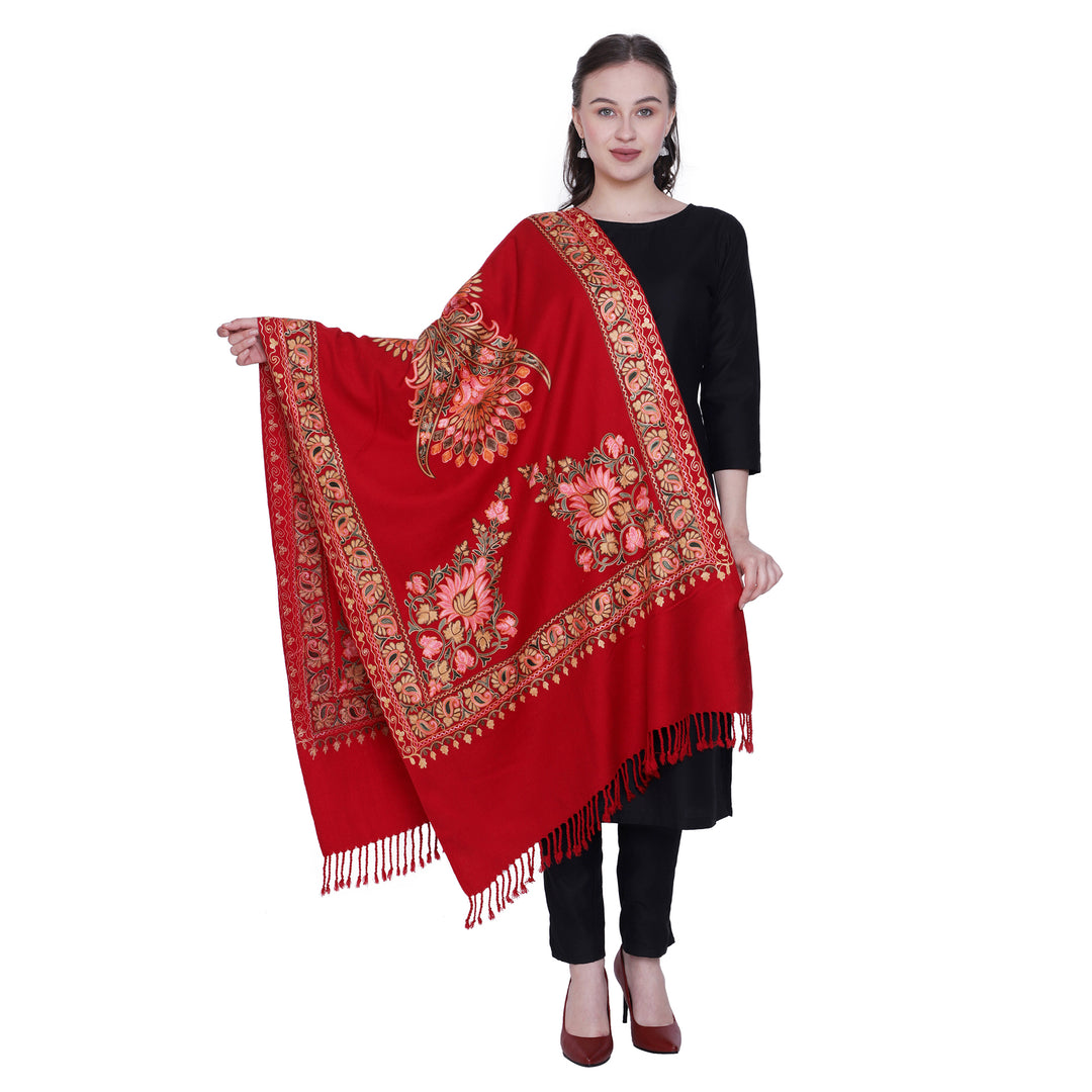 Women's Aari Embroidered Wool Stole