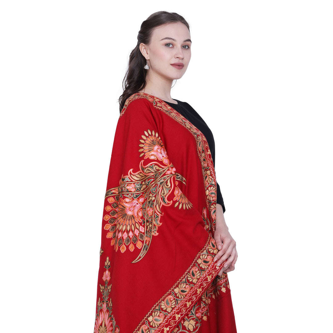 Women's Aari Embroidered Wool Stole
