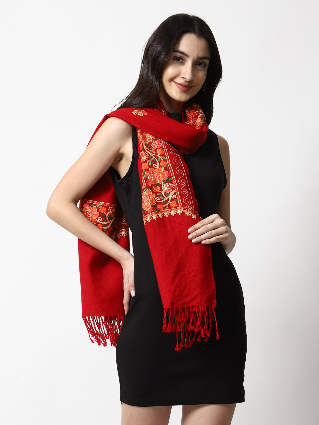Women's Aari Embroidery Wool Stole