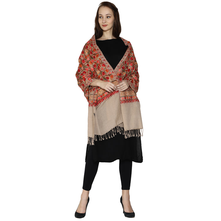 Women's Aari Embroidered Wool Stole
