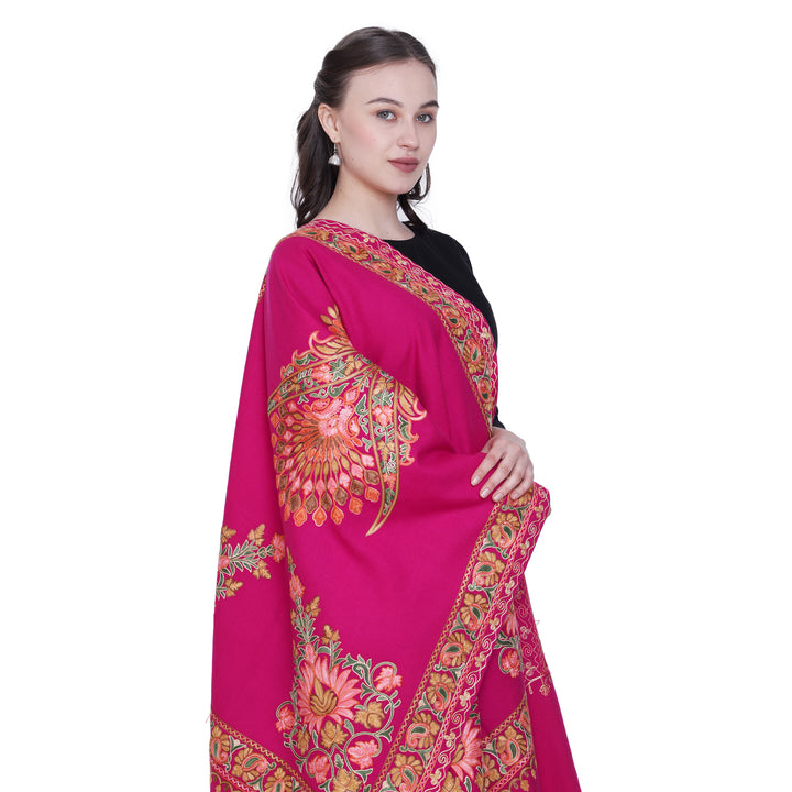 Women's Aari Embroidered Wool Stole