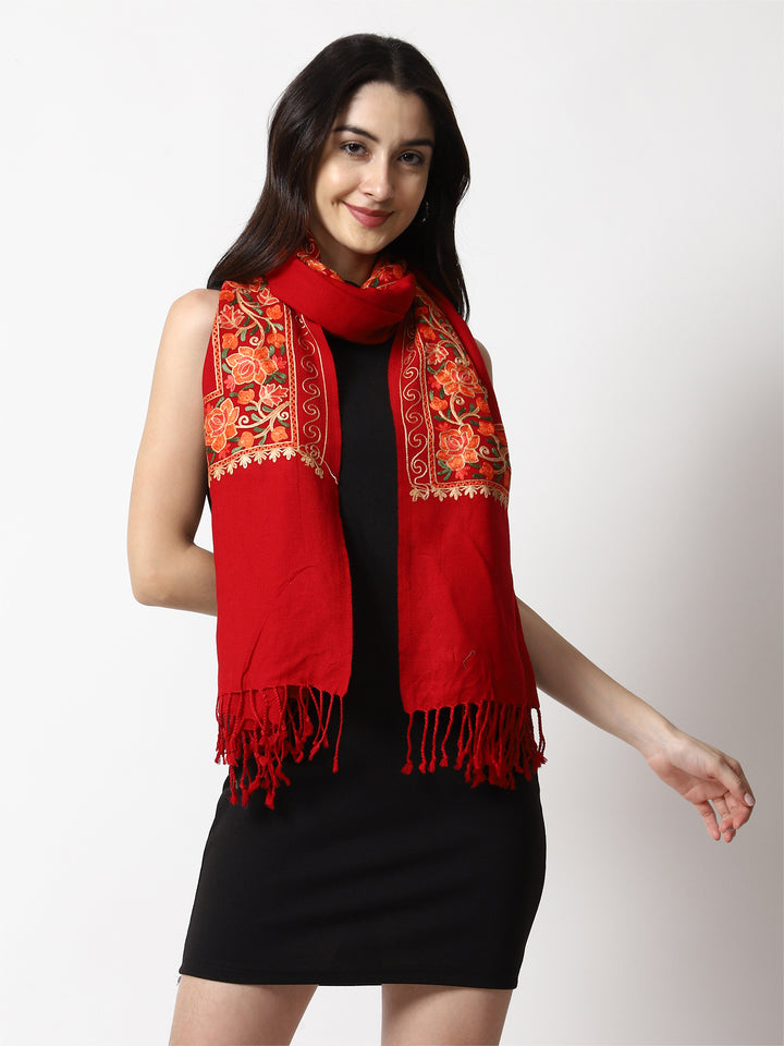 Women's Aari Embroidery Wool Stole