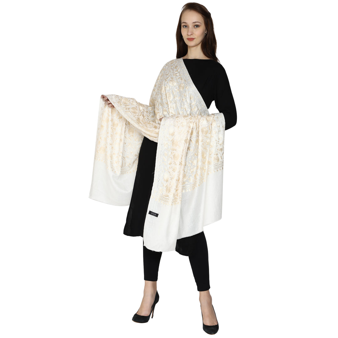 Women's Aari Embroidery Wool Shawl