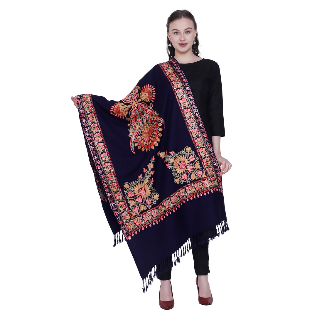 Women's Aari Embroidered Wool Stole