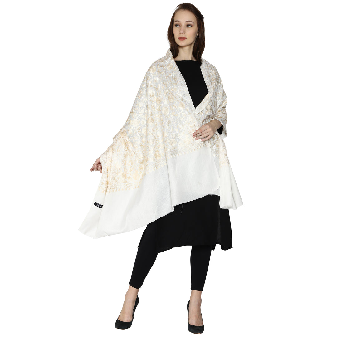 Women's Aari Embroidery Wool Shawl
