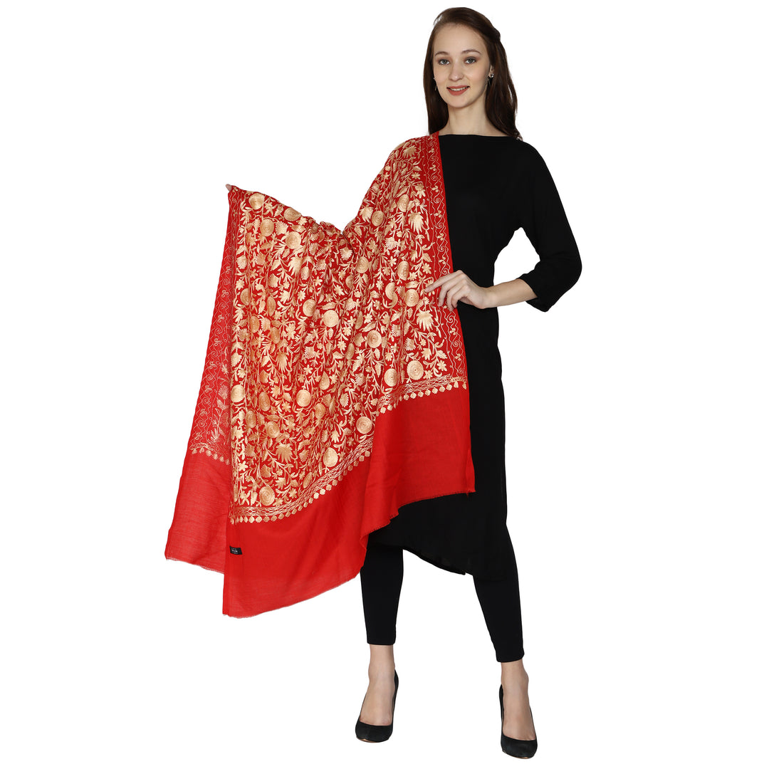 Women's Aari Embroidery Wool Shawl