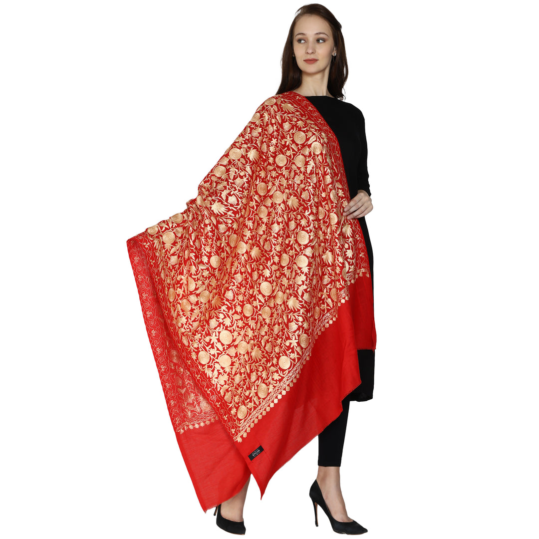 Women's Aari Embroidery Wool Shawl