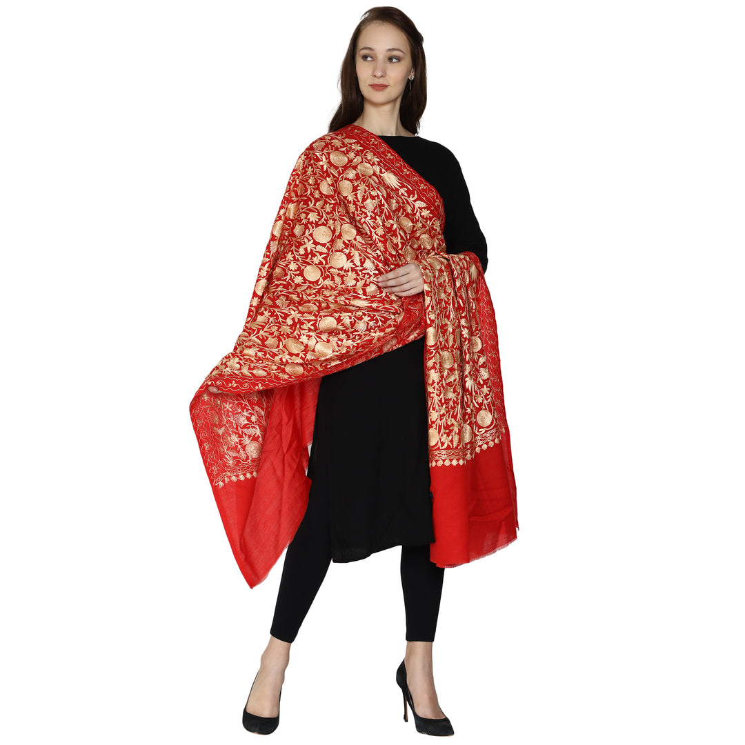 Women's Aari Embroidery Wool Shawl