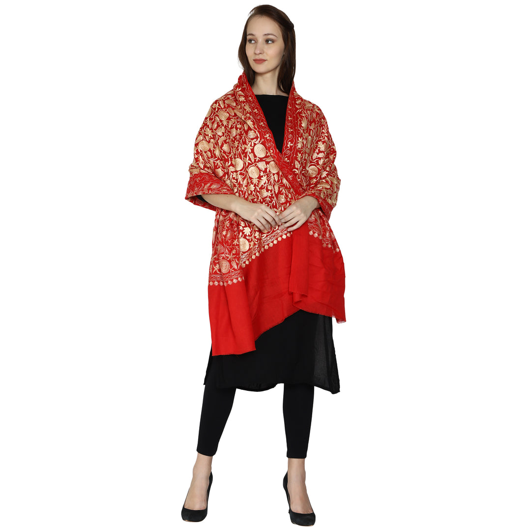Women's Aari Embroidery Wool Shawl