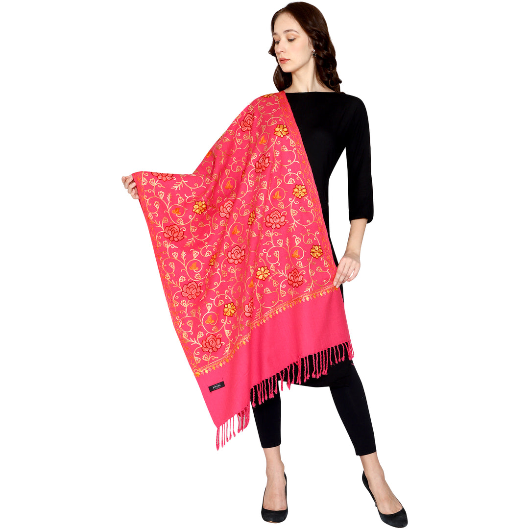 Women's Aari Embroidered Wool Stole