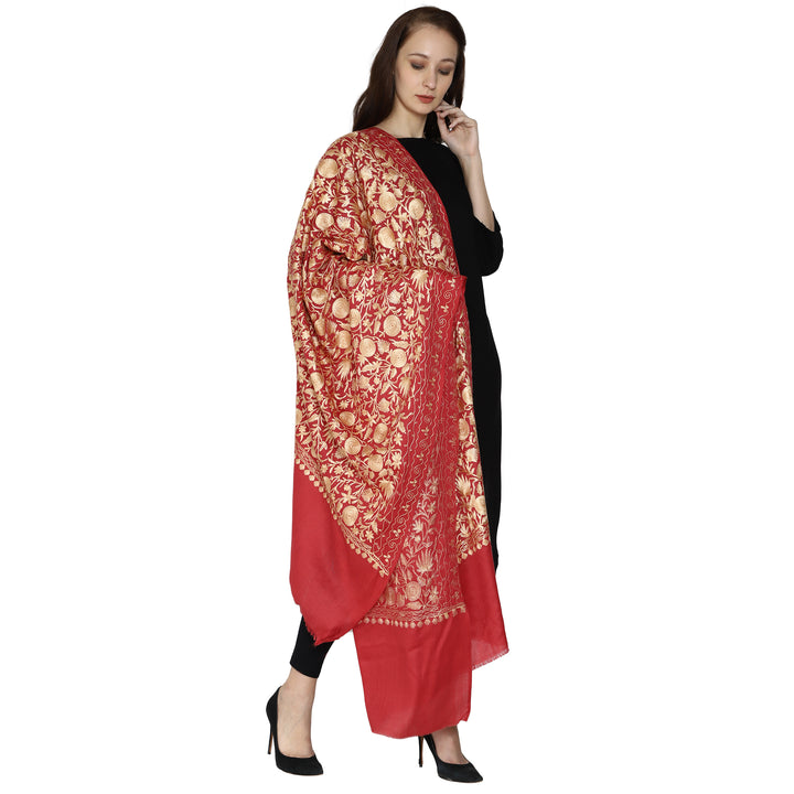 Women's Aari Embroidery Wool Shawl