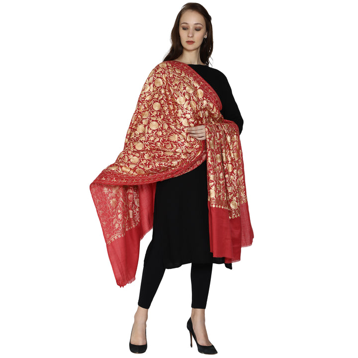 Women's Aari Embroidery Wool Shawl