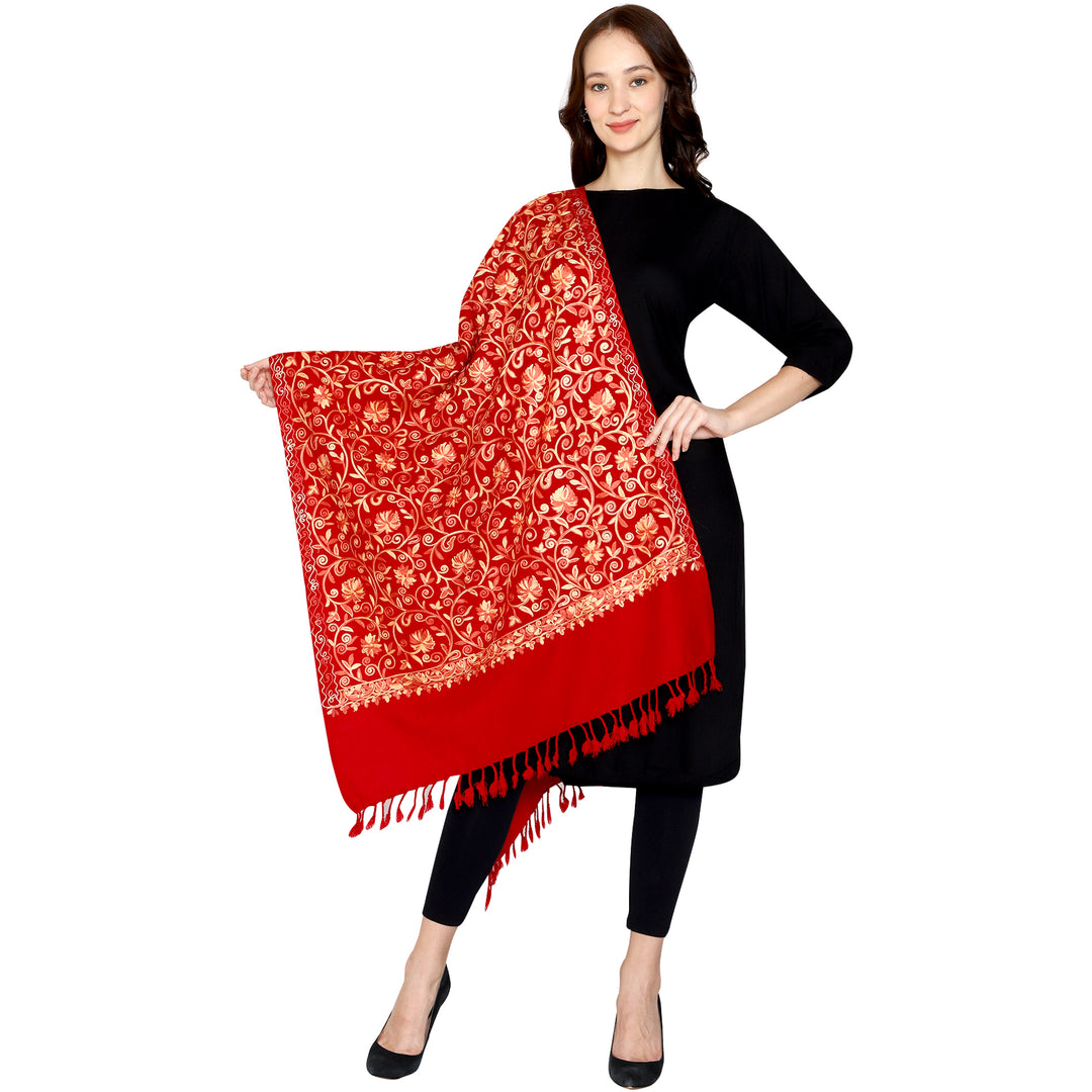 Women's Aari Embroidered Wool Stole