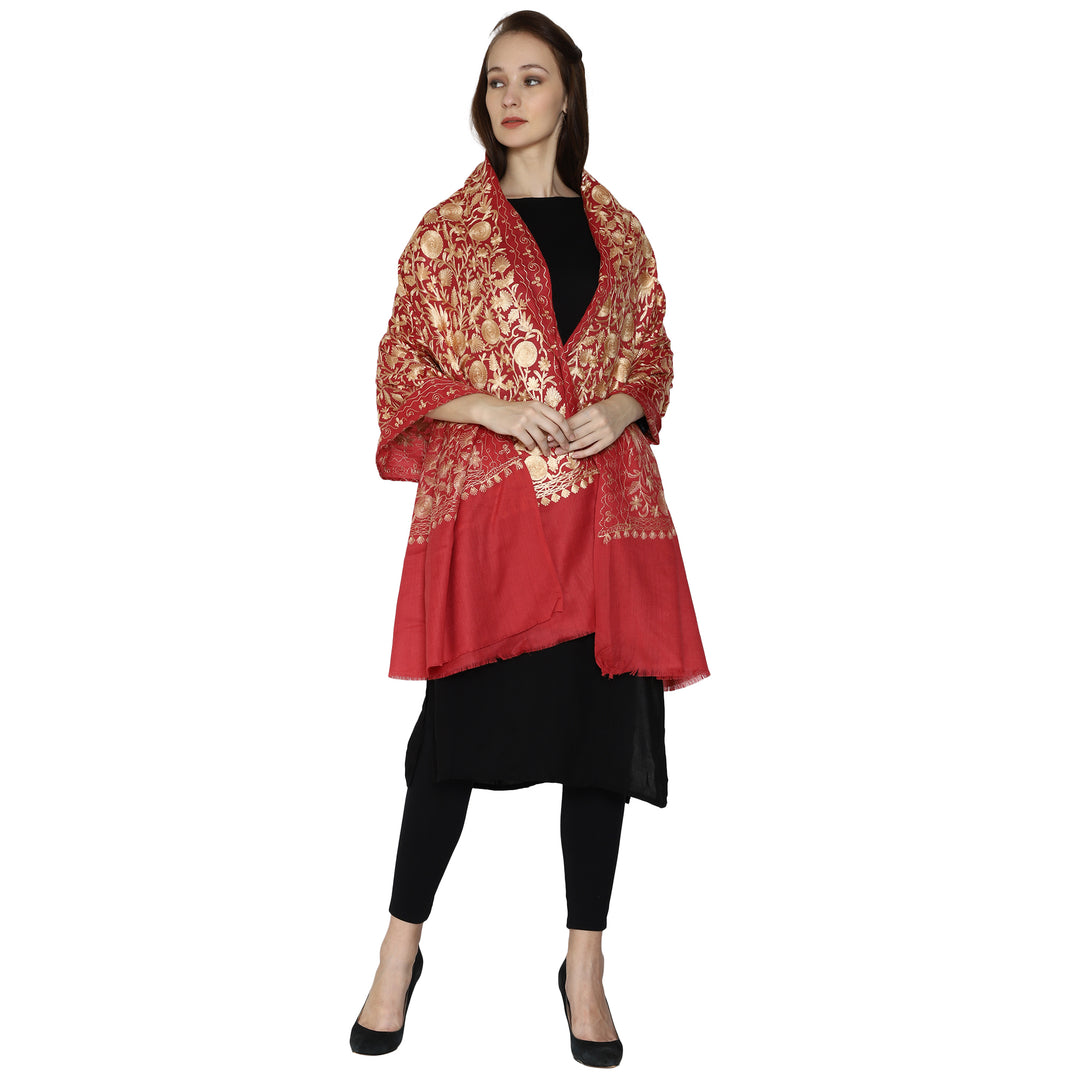Women's Aari Embroidery Wool Shawl