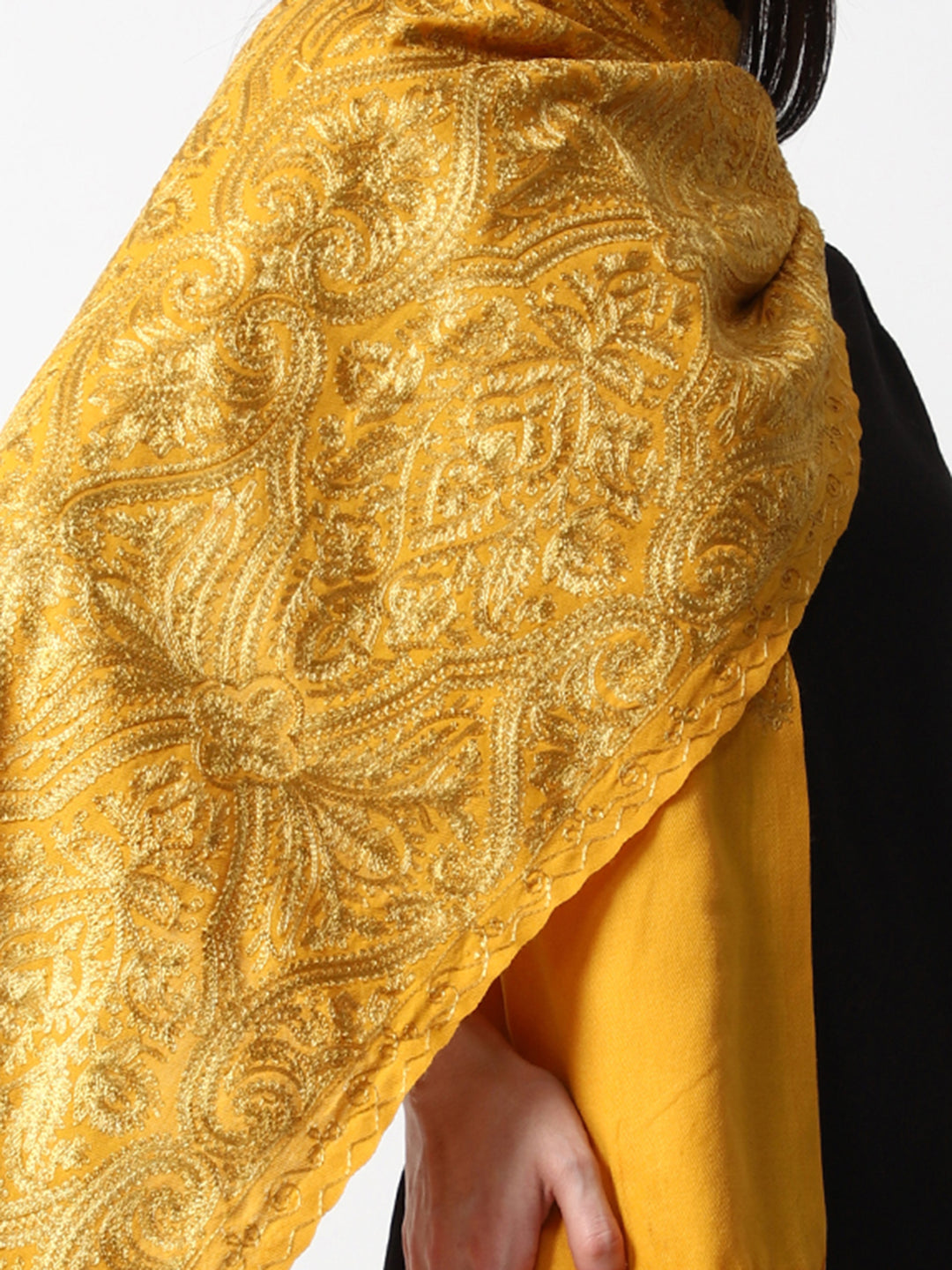 Women's Aari Embroidery Wool Stole