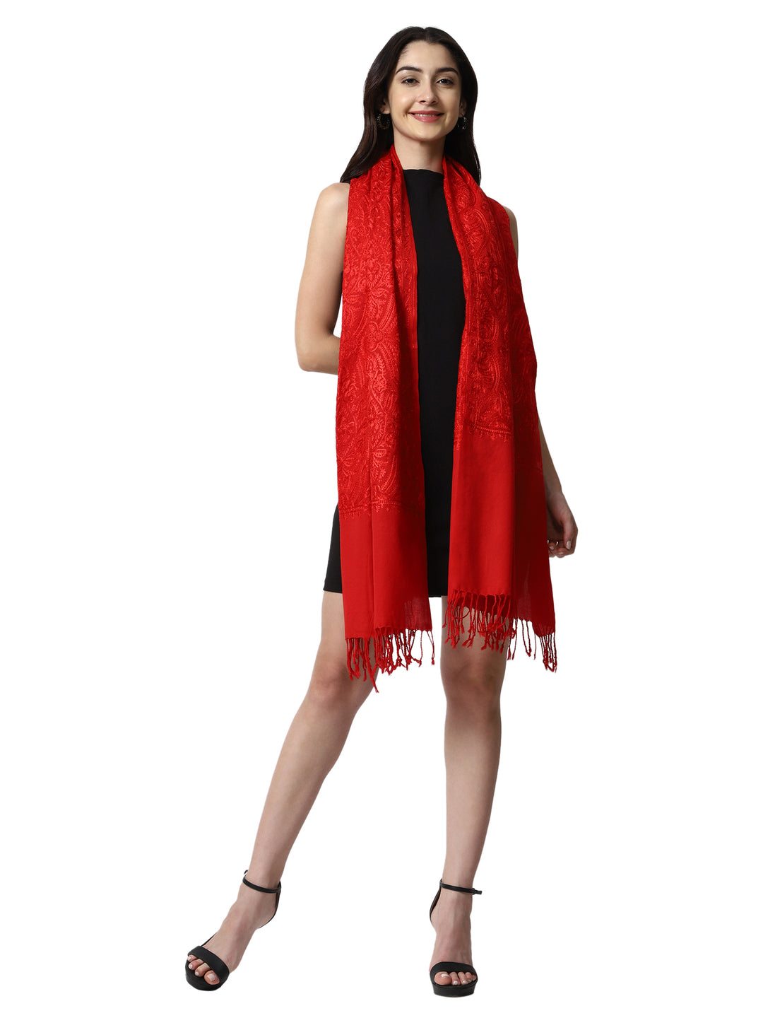 Women's Aari Embroidery Wool Stole