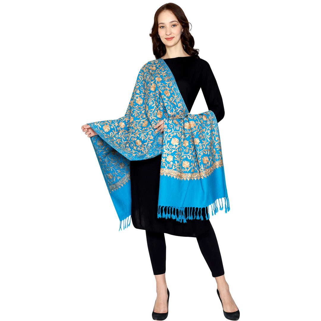 Women's Aari Embroidered Wool Stole