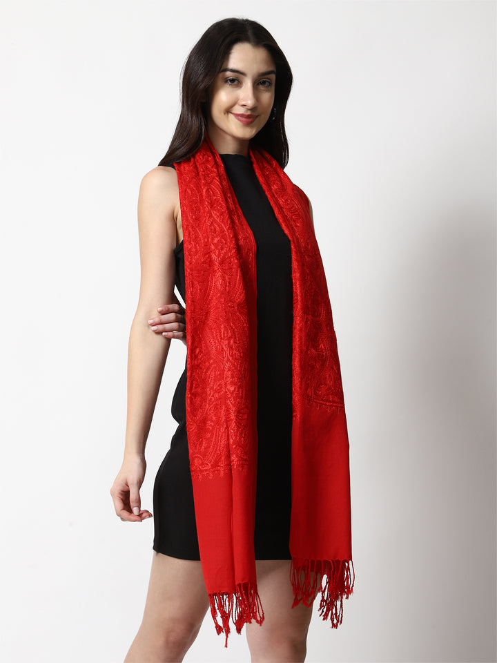 Women's Aari Embroidery Wool Stole