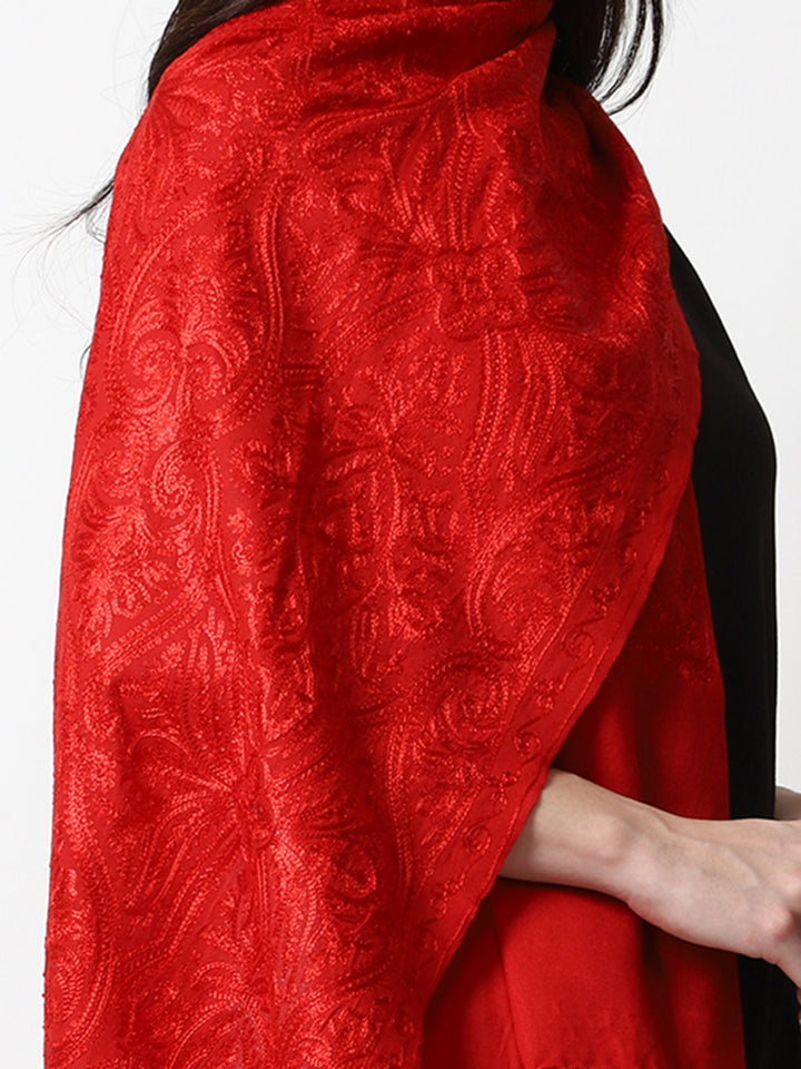 Women's Aari Embroidery Wool Stole