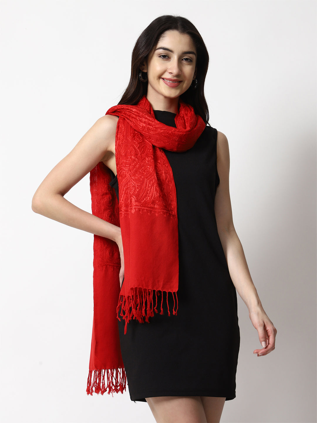 Women's Aari Embroidery Wool Stole