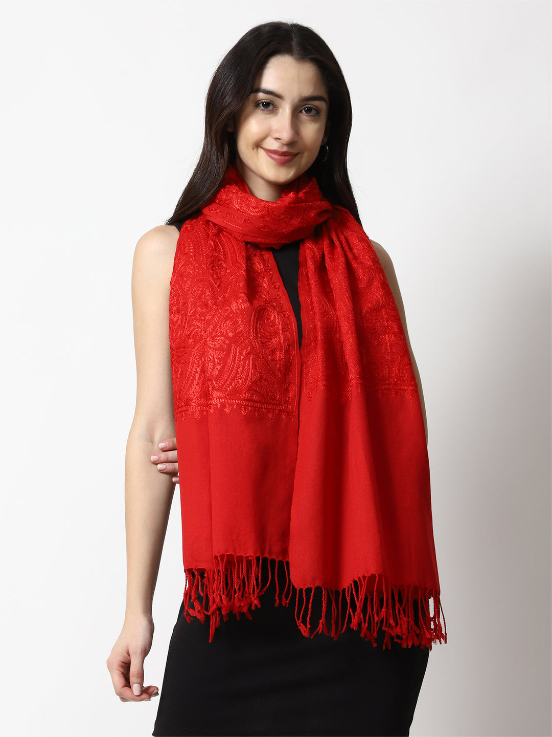 Women's Aari Embroidery Wool Stole