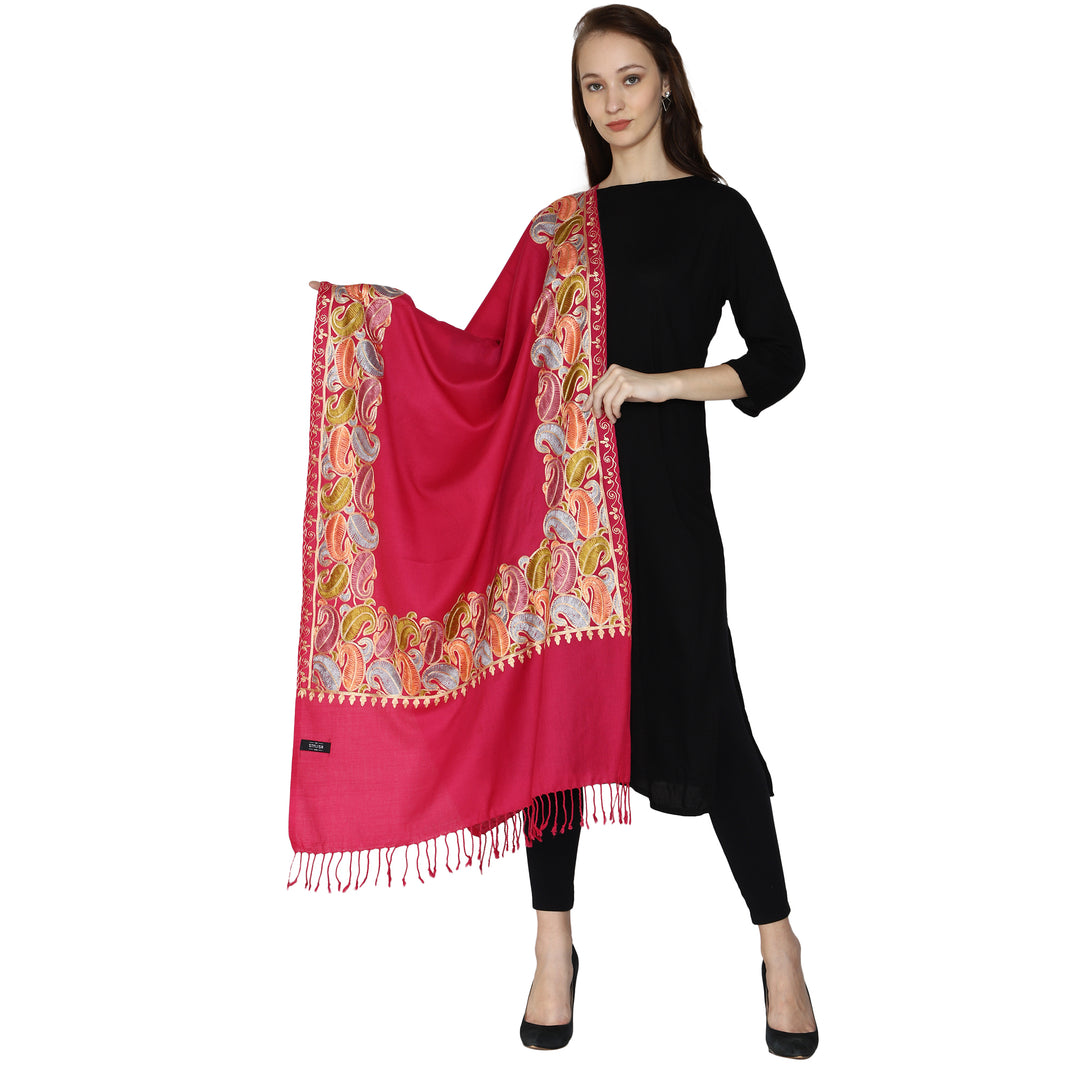 Women's Aari Embroidery Wool Stole